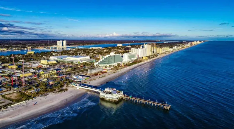 Aerial view of the Daytona Beach coastline